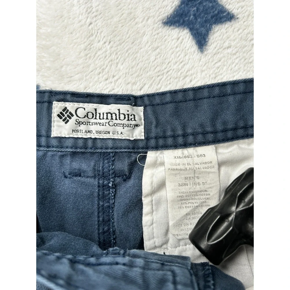 Columbia Mens 38 Cargo Shorts Blue Outdoor Hiking Utility Cotton Casual